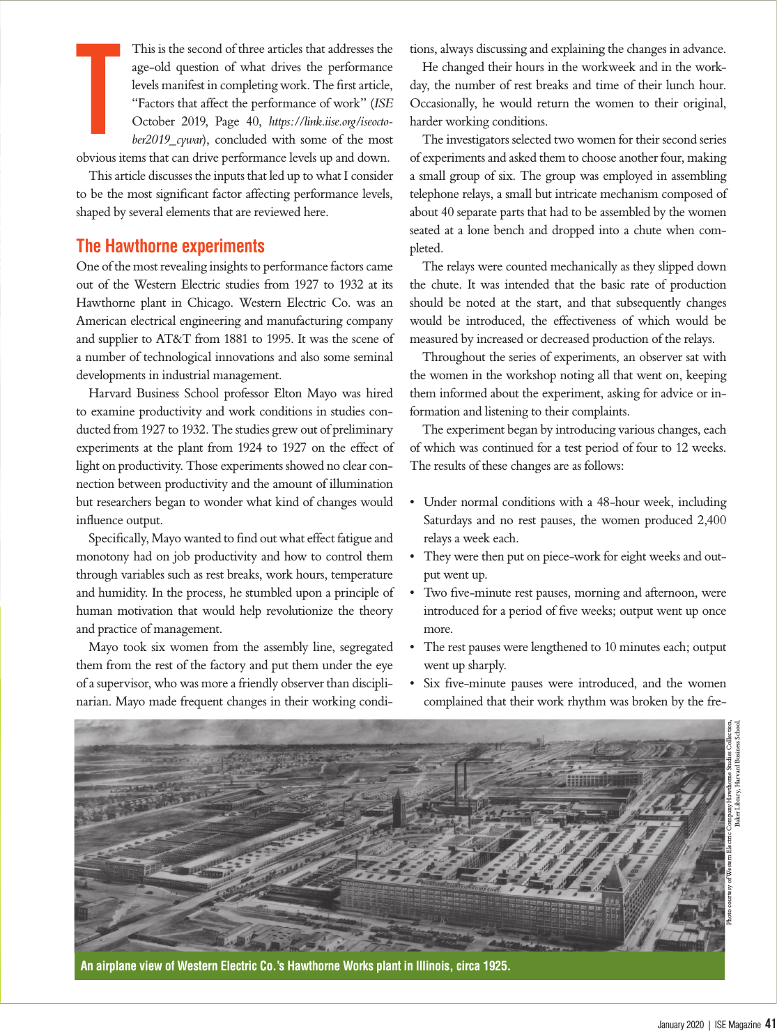 40 Ise Magazine Www Iise Org Isemagazine Photo Courtesy Of Western Electric Company Hawthorne Studies Collection Baker Library Harvard Business School Women Work In In The Relay Assembly Test Room Circa 1930 At Western Electric Co S